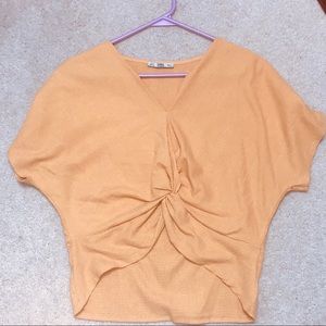 Zara yellow cropped blouse